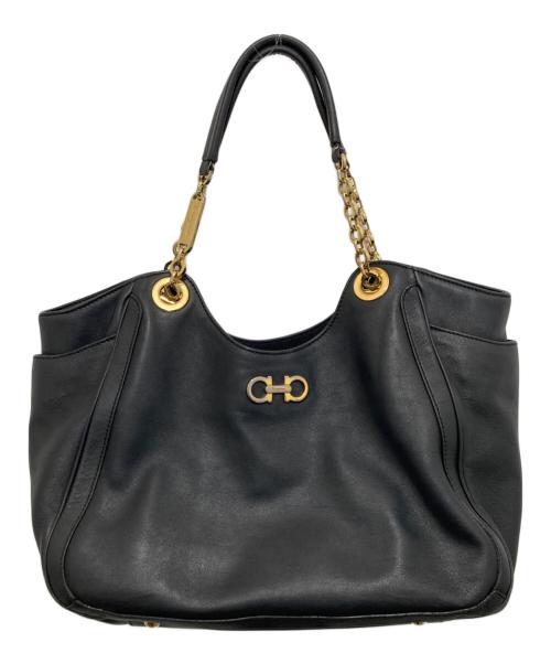 Salvatore Ferragamo（サルヴァトーレ フェラガモ）Salvatore Ferragamo (サルヴァトーレ フェラガモ) ガンチーニチェーントートバッグ ブラックの古着・服飾アイテム