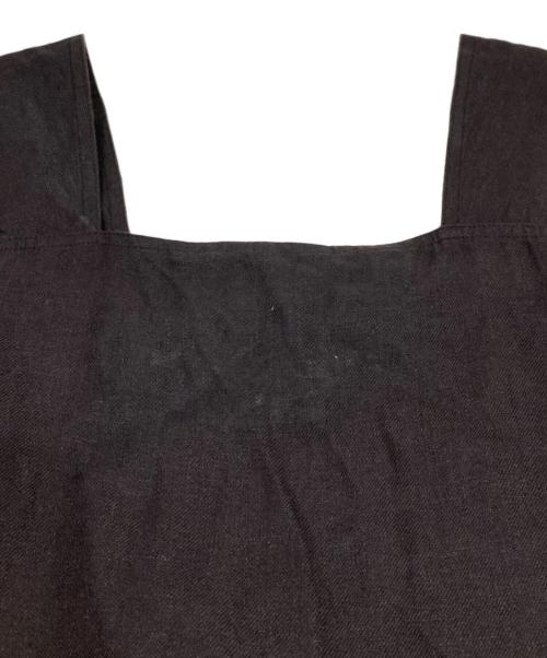 SALON adam et rope'（サロンアダムエロペ）SALON adam et rope' (サロンアダムエロペ) リネンツイルスクエアーネックジャンパースカート ブラック サイズ:Mの古着・服飾アイテム