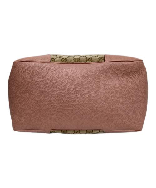 GUCCI（グッチ）GUCCI (グッチ) GGキャンバス レザートートバッグ ピンクの古着・服飾アイテム