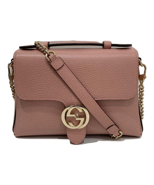 GUCCI（グッチ）GUCCI (グッチ) インターロッキングG チェーンショルダーバッグ ピンクの古着・服飾アイテム