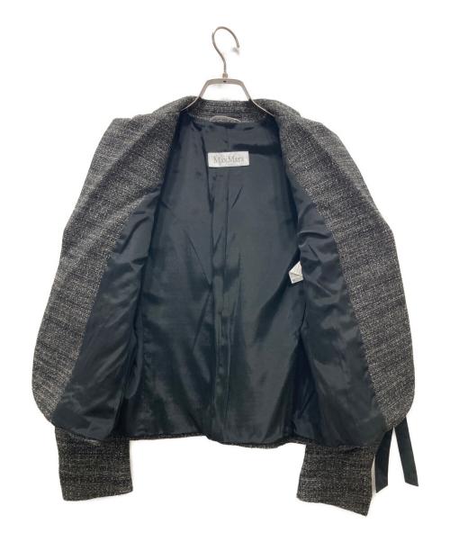 MaxMara（マックスマーラ）MaxMara (マックスマーラ) ウールブレンドリボンテーラードジャケット グレー サイズ:42の古着・服飾アイテム