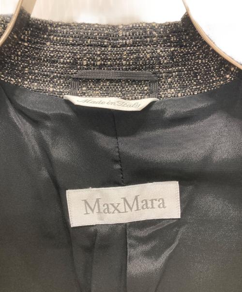 MaxMara（マックスマーラ）MaxMara (マックスマーラ) ウールブレンドリボンテーラードジャケット グレー サイズ:42の古着・服飾アイテム