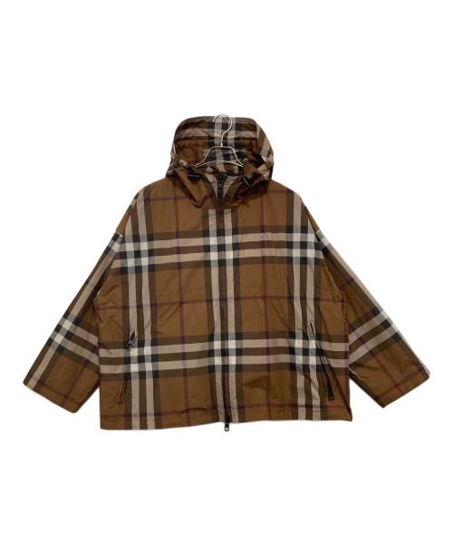 BURBERRY（バーバリー）BURBERRY (バーバリー) チェック フルジップ フーディッドジャケット ブラウン サイズ:36の古着・服飾アイテム