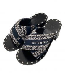 GIVENCHY（ジバンシィ）の古着「JACQUARD MULES」｜ネイビー×ホワイト