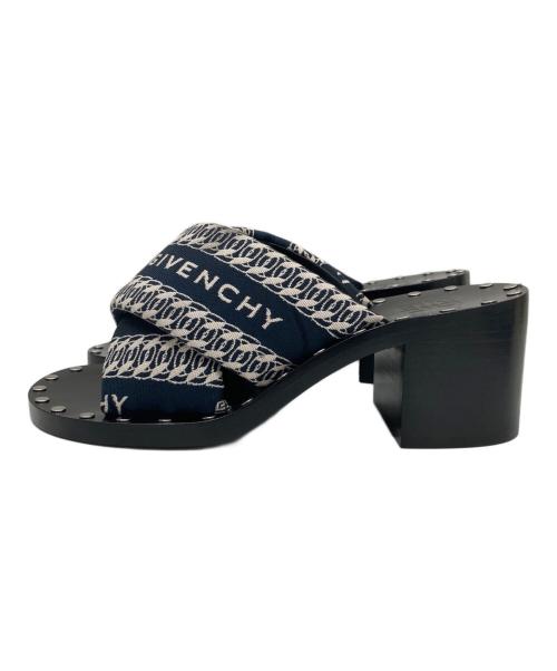 GIVENCHY（ジバンシィ）GIVENCHY (ジバンシィ) JACQUARD MULES ネイビー×ホワイト サイズ:37 1/2の古着・服飾アイテム