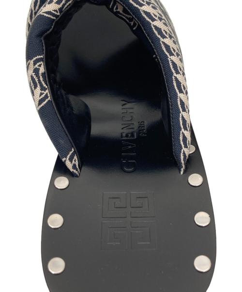 GIVENCHY（ジバンシィ）GIVENCHY (ジバンシィ) JACQUARD MULES ネイビー×ホワイト サイズ:37 1/2の古着・服飾アイテム