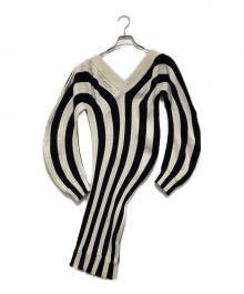 BOTTEGA VENETA（ボッテガベネタ）の古着「Bi-Stripe Dress」｜ホワイト×ブラック