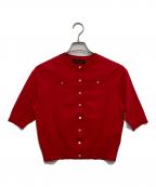CABANキャバン）の古着「ファインポリエステル ハーフスリーブポケットカーディガン」｜レッド