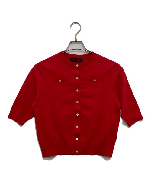 CABAN（キャバン）CABaN (キャバン) ファインポリエステル ハーフスリーブポケットカーディガン レッド サイズ:Sの古着・服飾アイテム