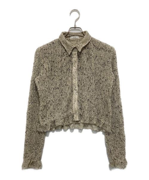CLANE（クラネ）CLANE (クラネ) MIX MESH GATHER SHIRT　ミックスギャザーシャツ　19122-4332 ベージュ サイズ:1の古着・服飾アイテム