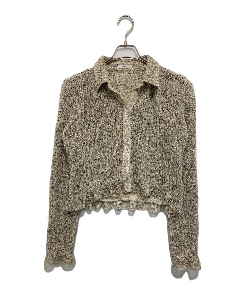 CLANE（クラネ）CLANE (クラネ) MIX MESH GATHER SHIRT　ミックスギャザーシャツ　19122-4332 ベージュ サイズ:1の古着・服飾アイテム