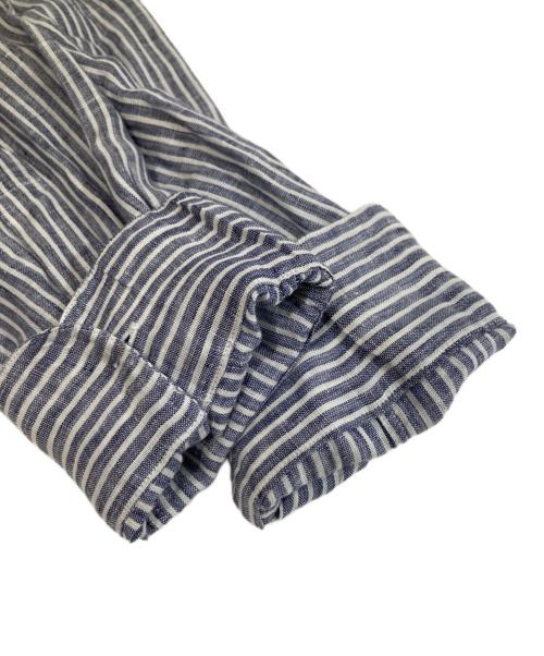 Caledoor（カレドアー）Caledoor (カレドアー) Grandad Collar Stripe Shirt　6041-1102 ネイビー サイズ:Lの古着・服飾アイテム