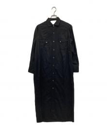 ticca（ティッカ）の古着「リネンブレンドシャツワンピース　LINEN BLEND SHIRTS ONEPIEECE 0213407301」｜ブラック