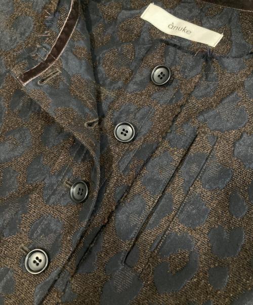 anuke（アンヌーク）anuke (アンヌーク) Leopard Jacquard Jacket　62520110 ブラウン サイズ:38の古着・服飾アイテム