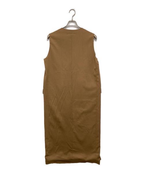 MM6 Maison Margiela（エムエムシックスメゾンマルジェラ）MM6 Maison Margiela (エムエムシックスメゾンマルジェラ) シワ加工 Vネック サイドスリット ロングワンピース S32CU0140 S47848　ノースリーブワンピース ブラウン サイズ:38の古着・服飾アイテム