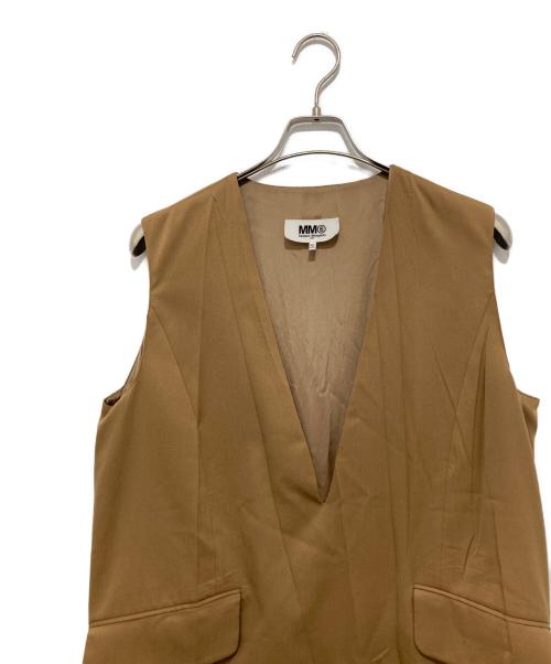 MM6 Maison Margiela（エムエムシックスメゾンマルジェラ）MM6 Maison Margiela (エムエムシックスメゾンマルジェラ) シワ加工 Vネック サイドスリット ロングワンピース S32CU0140 S47848　ノースリーブワンピース ブラウン サイズ:38の古着・服飾アイテム