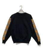 BURBERRY LONDONバーバリーロンドン）の古着「アーム ノバチェック ライン クルーネックスウェット」｜ブラック