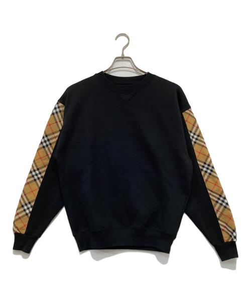 BURBERRY LONDON（バーバリーロンドン）BURBERRY LONDON (バーバリーロンドン) アーム ノバチェック ライン クルーネックスウェット ブラック サイズ:XSの古着・服飾アイテム