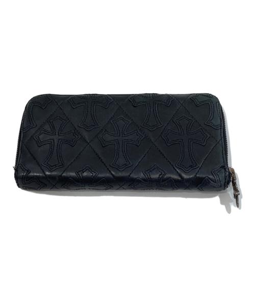 CHROME HEARTS（クロムハーツ）CHROME HEARTS (クロムハーツ) セメタリークロス キルティング クロスパッチ ラウンドファスナー ブラックの古着・服飾アイテム