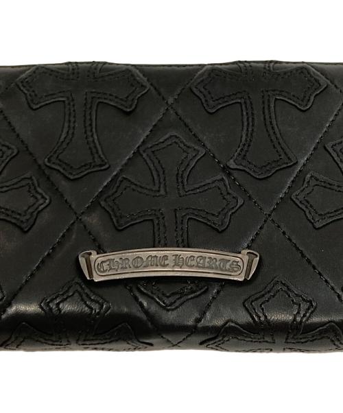 CHROME HEARTS（クロムハーツ）CHROME HEARTS (クロムハーツ) セメタリークロス キルティング クロスパッチ ラウンドファスナー ブラックの古着・服飾アイテム