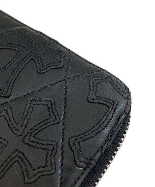 CHROME HEARTS（クロムハーツ）CHROME HEARTS (クロムハーツ) セメタリークロス キルティング クロスパッチ ラウンドファスナー ブラックの古着・服飾アイテム