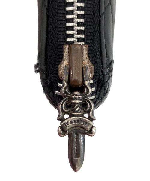 CHROME HEARTS（クロムハーツ）CHROME HEARTS (クロムハーツ) セメタリークロス キルティング クロスパッチ ラウンドファスナー ブラックの古着・服飾アイテム