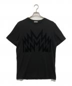 MONCLERモンクレール）の古着「フロッキープリントロゴTシャツ」｜ブラック