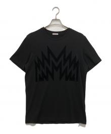 MONCLER（モンクレール）の古着「フロッキープリントロゴTシャツ」｜ブラック