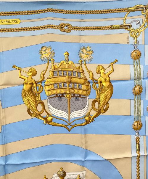 HERMES（エルメス）HERMES (エルメス) CHATEAUX D' ARRIERE 艫飾り/船尾の城 カレ90 スカイブルーの古着・服飾アイテム
