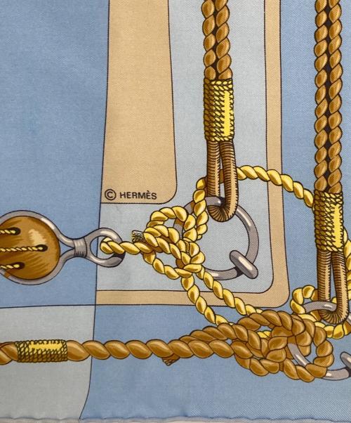 HERMES（エルメス）HERMES (エルメス) CHATEAUX D' ARRIERE 艫飾り/船尾の城 カレ90 スカイブルーの古着・服飾アイテム