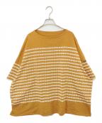 SEESEEシーシー）の古着「ワイドショートロゴボーダーカットソー」｜ベージュ