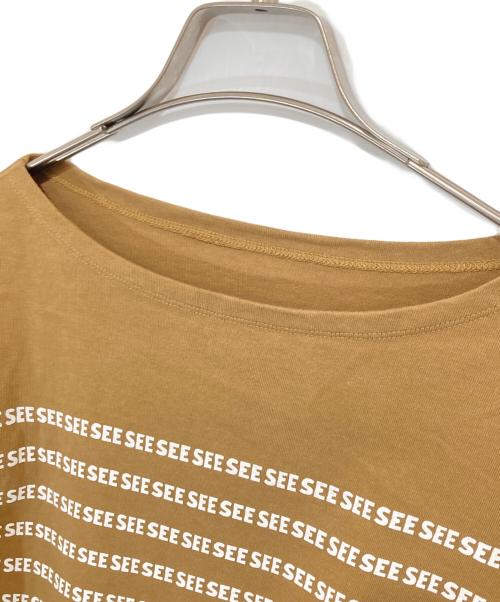 SEESEE（シーシー）SEESEE (シーシー) ワイドショートロゴボーダーカットソー ベージュ サイズ:Lの古着・服飾アイテム