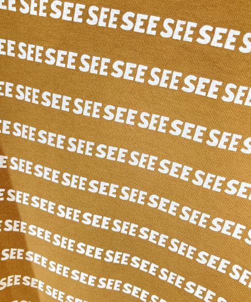 SEESEE（シーシー）SEESEE (シーシー) ワイドショートロゴボーダーカットソー ベージュ サイズ:Lの古着・服飾アイテム