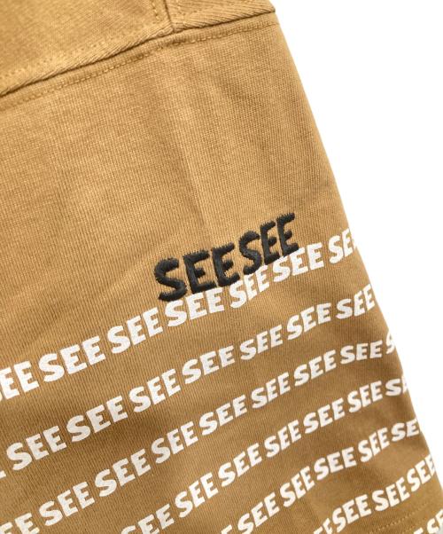 SEESEE（シーシー）SEESEE (シーシー) ワイドショートロゴボーダーカットソー ベージュ サイズ:Lの古着・服飾アイテム