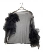 MARGEマージ）の古着「Tulle Asymmetric Decorative P/O」｜ブラック