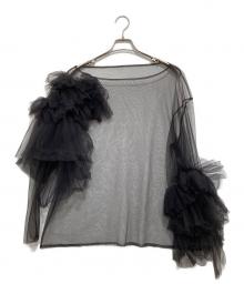 MARGE（マージ）の古着「Tulle Asymmetric Decorative P/O」｜ブラック
