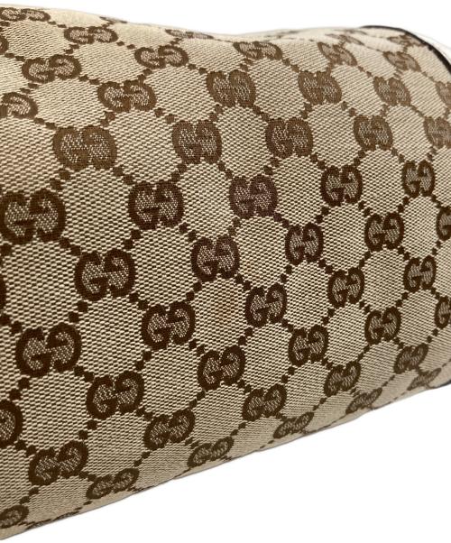 GUCCI（グッチ）GUCCI (グッチ) GGキャンバス レザー ミニボストンバッグ　189825 ブラウン×ホワイトの古着・服飾アイテム