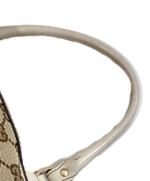 GUCCI（グッチ）GUCCI (グッチ) GGキャンバス レザー ミニボストンバッグ　189825 ブラウン×ホワイトの古着・服飾アイテム