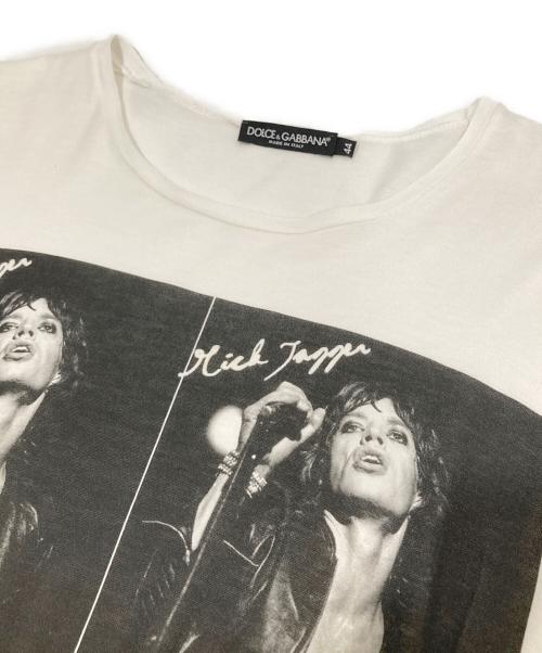 DOLCE & GABBANA（ドルチェ＆ガッバーナ）DOLCE & GABBANA (ドルチェ＆ガッバーナ) ミックジャガーフォトプリントTシャツ　バンドTシャツ　THE ROLLING STONES ホワイト サイズ:44の古着・服飾アイテム