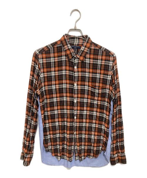 COMME des GARCONS HOMME（コムデギャルソン オム）COMME des GARCONS HOMME (コムデギャルソン オム) チェック柄ドッキングシャツ ブラウン サイズ:Sの古着・服飾アイテム