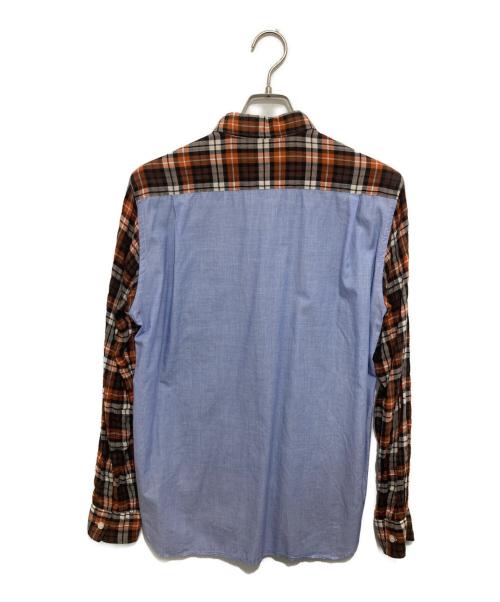 COMME des GARCONS HOMME（コムデギャルソン オム）COMME des GARCONS HOMME (コムデギャルソン オム) チェック柄ドッキングシャツ ブラウン サイズ:Sの古着・服飾アイテム