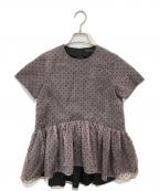 TSURU by MARIKO OIKAWAツルバイマリコオイカワ）の古着「ドットチュールペプラムブラウス　BL-1217500」｜ベージュ