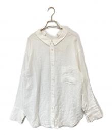 Conte（コンテ）の古着「ヘンプ バックスリット ギャザーシャツ　8511-199-0016-0100」｜ホワイト