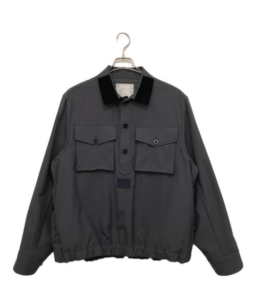 sacai（サカイ）sacai (サカイ) 23AW ベロア切替 ウール シャツジャケット　23-03121M オリーブ サイズ:2の古着・服飾アイテム