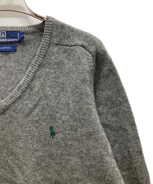POLO RALPH LAUREN（ポロ・ラルフローレン）POLO RALPH LAUREN (ポロ・ラルフローレン) ウールVネックニット グレー サイズ:Lの古着・服飾アイテム