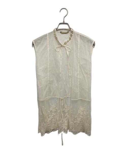 Curensology（カレンソロジー）Curensology (カレンソロジー) オーガンジービジューブラウス　CL406104ER-04 アイボリー サイズ:FREEの古着・服飾アイテム