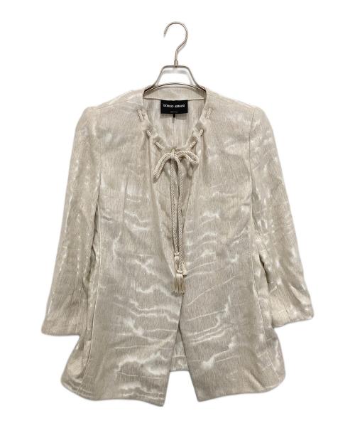 GIORGIO ARMANI（ジョルジョアルマーニ）GIORGIO ARMANI (ジョルジョアルマーニ) Moire Linen Jacket モアレリネン ジャケット　GW002453 TE20134 ベージュ サイズ:48の古着・服飾アイテム