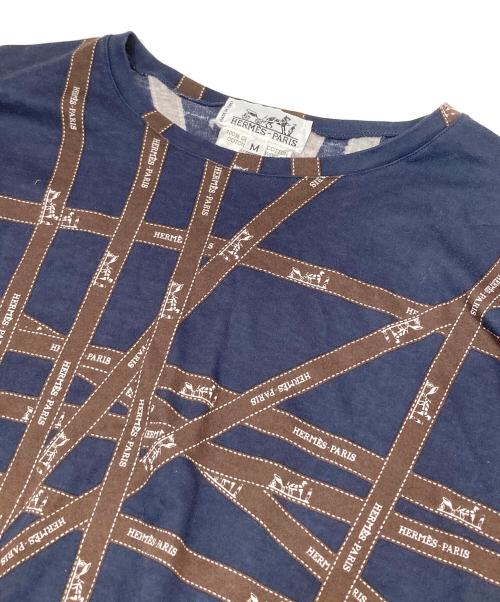 HERMES（エルメス）HERMES (エルメス) ボルデュック柄 ロングスリーブカットソー ネイビー サイズ:Mの古着・服飾アイテム