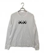 sacai×KAWSサカイ×カウズ）の古着「Flock Print Long Sleeve T-Shirt フロッキープリントロングスリーブTシャツ　	21-0287S」｜ホワイト