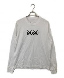 sacai×KAWS（サカイ×カウズ）の古着「Flock Print Long Sleeve T-Shirt フロッキープリントロングスリーブTシャツ　	21-0287S」｜ホワイト